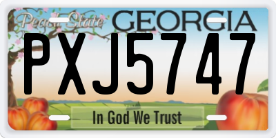 GA license plate PXJ5747