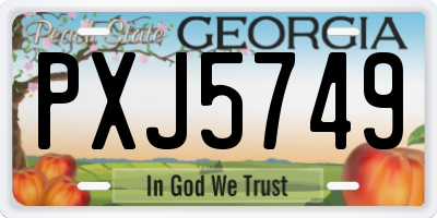 GA license plate PXJ5749