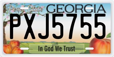 GA license plate PXJ5755
