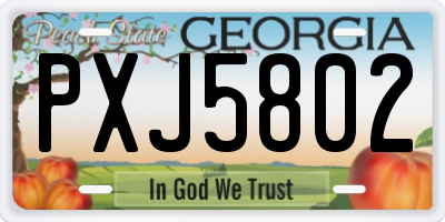 GA license plate PXJ5802