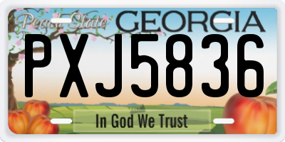 GA license plate PXJ5836