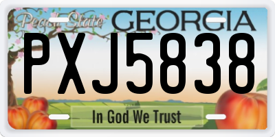 GA license plate PXJ5838