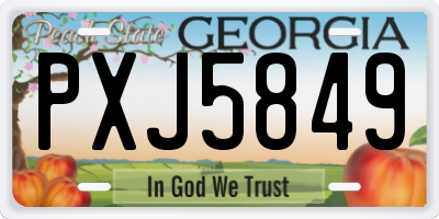 GA license plate PXJ5849