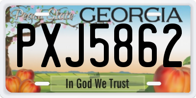 GA license plate PXJ5862