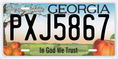 GA license plate PXJ5867