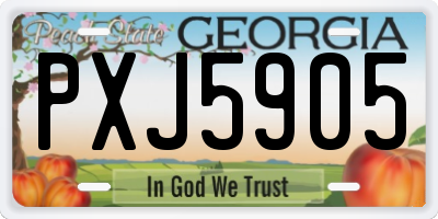 GA license plate PXJ5905