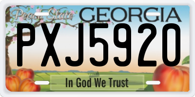 GA license plate PXJ5920