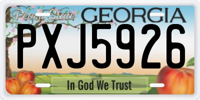 GA license plate PXJ5926