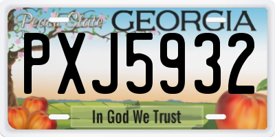 GA license plate PXJ5932