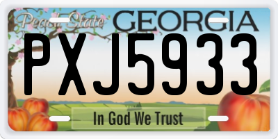 GA license plate PXJ5933