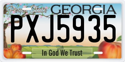 GA license plate PXJ5935