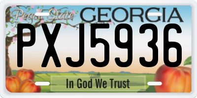 GA license plate PXJ5936