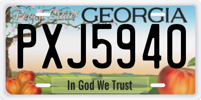 GA license plate PXJ5940