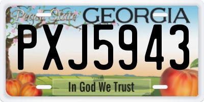 GA license plate PXJ5943
