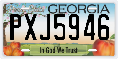 GA license plate PXJ5946