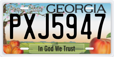 GA license plate PXJ5947