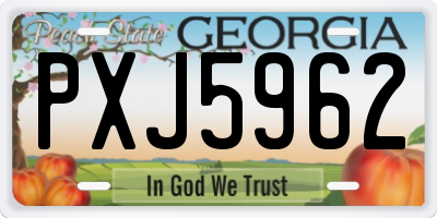 GA license plate PXJ5962