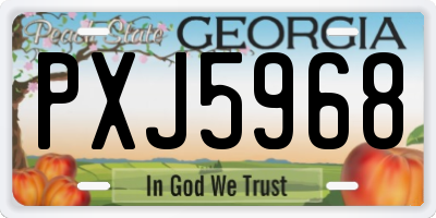 GA license plate PXJ5968