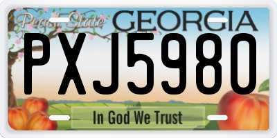 GA license plate PXJ5980