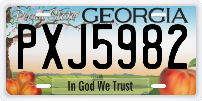 GA license plate PXJ5982