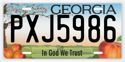 GA license plate PXJ5986