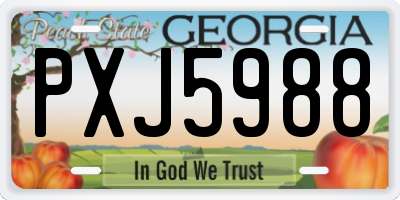 GA license plate PXJ5988