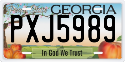 GA license plate PXJ5989