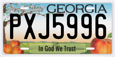 GA license plate PXJ5996