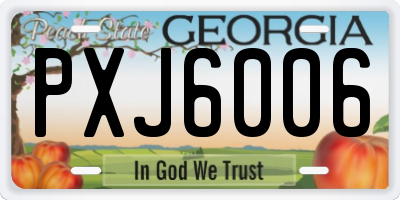 GA license plate PXJ6006