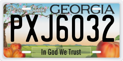 GA license plate PXJ6032