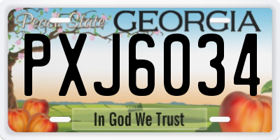 GA license plate PXJ6034