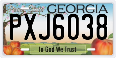 GA license plate PXJ6038