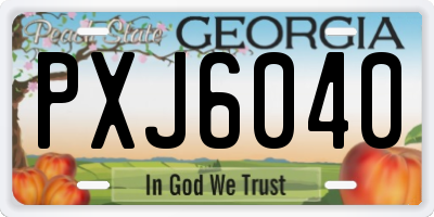 GA license plate PXJ6040