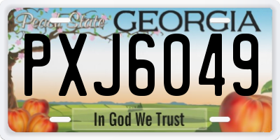 GA license plate PXJ6049