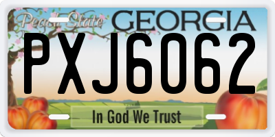 GA license plate PXJ6062