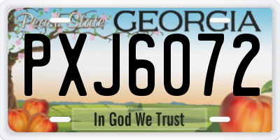 GA license plate PXJ6072