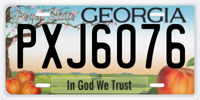 GA license plate PXJ6076