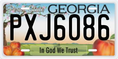 GA license plate PXJ6086