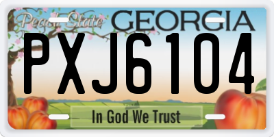 GA license plate PXJ6104