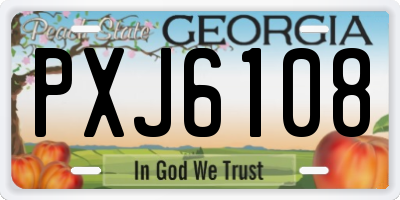 GA license plate PXJ6108