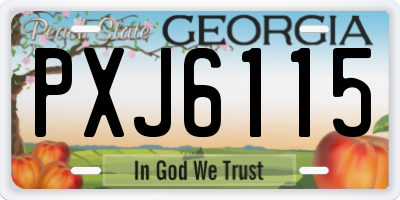 GA license plate PXJ6115