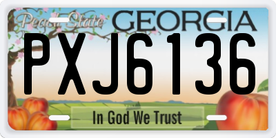 GA license plate PXJ6136