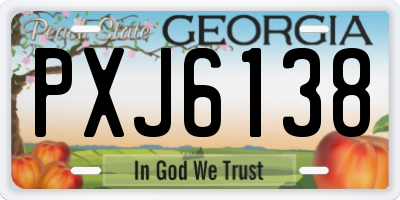 GA license plate PXJ6138