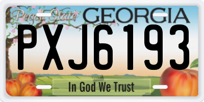 GA license plate PXJ6193