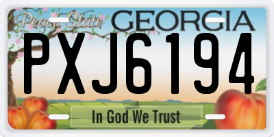 GA license plate PXJ6194