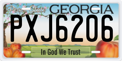 GA license plate PXJ6206