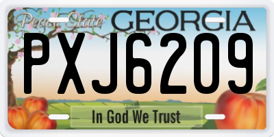 GA license plate PXJ6209
