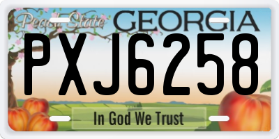GA license plate PXJ6258