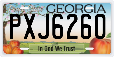GA license plate PXJ6260
