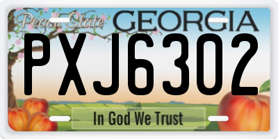 GA license plate PXJ6302